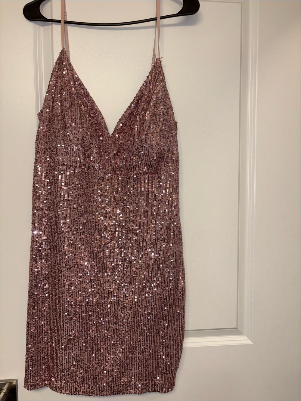 Emerald Sundae Rose Gold Sequin Slip Dress